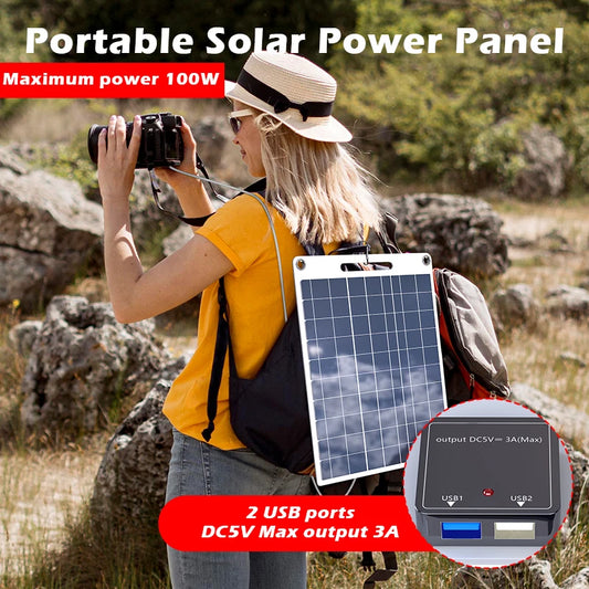 Portable Solar Phone Charger - 2 USB Ports 5V/2.4A Fast Charging for Outdoor Adventures & Emergency Power Supply