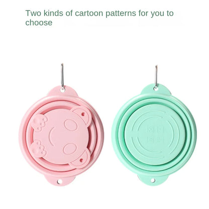 Travel Portable Silicone Folding Bowl Children's Travel Outdoor Tableware with Lid Foldable Noodle Bowl