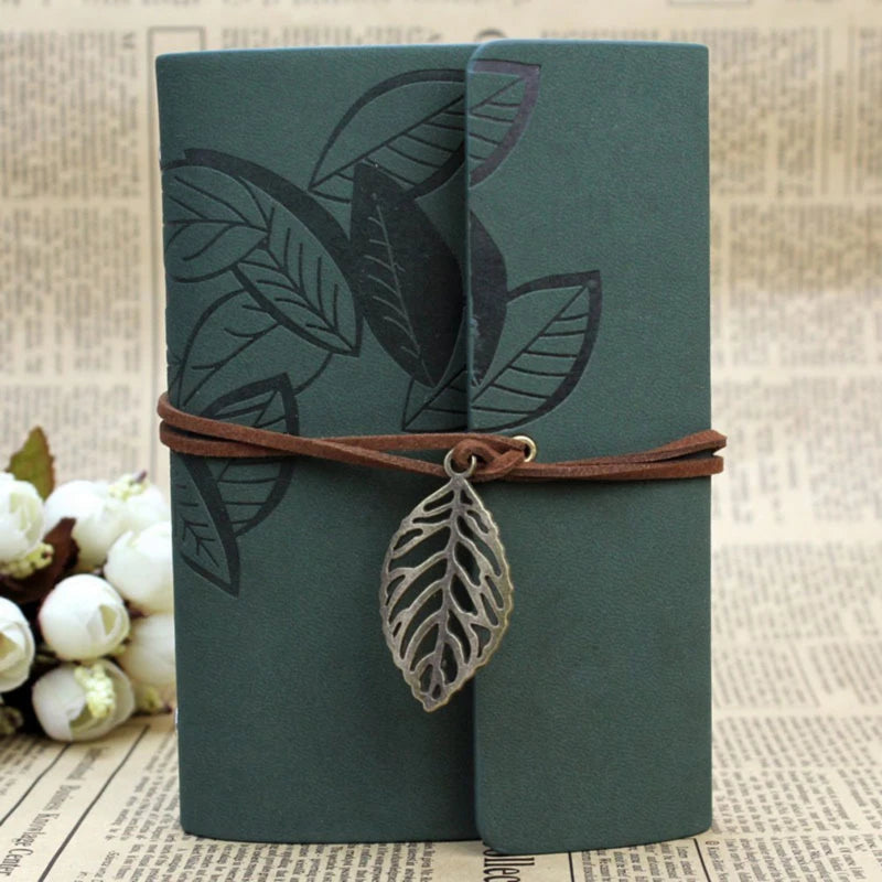 1PC Retro Leaf Notebook School Office Stationery Diary Notepad Literature PU Leather Note Book Traveler Journal Planners Gifts