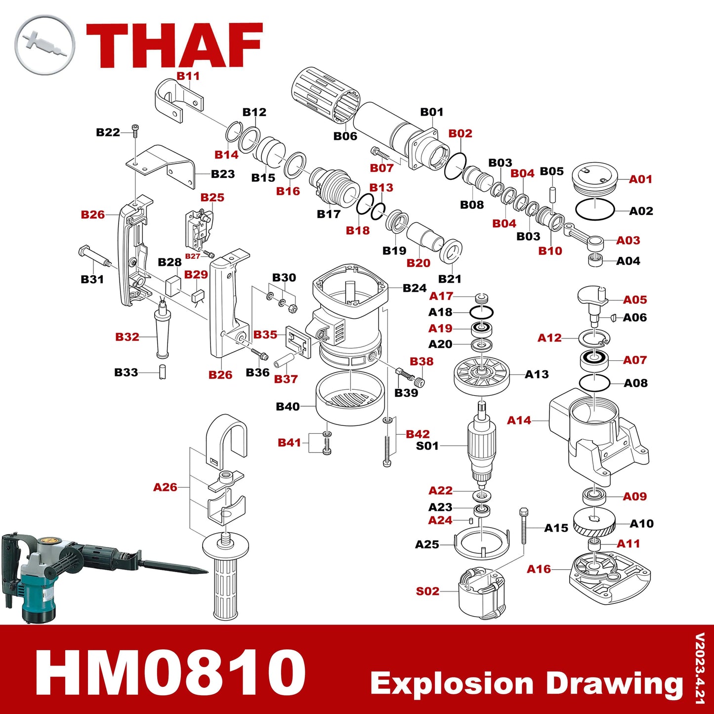 Connecting Rod Replacement Spare Part For Makita Demolition Hammer HM0810 A03