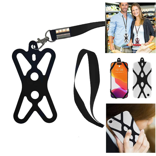 Phone Lanyards for Around the Neck, 2 in 1 Phone Strap with Silicone Phone Holder and Patch For iPhone and Most Cell Phones