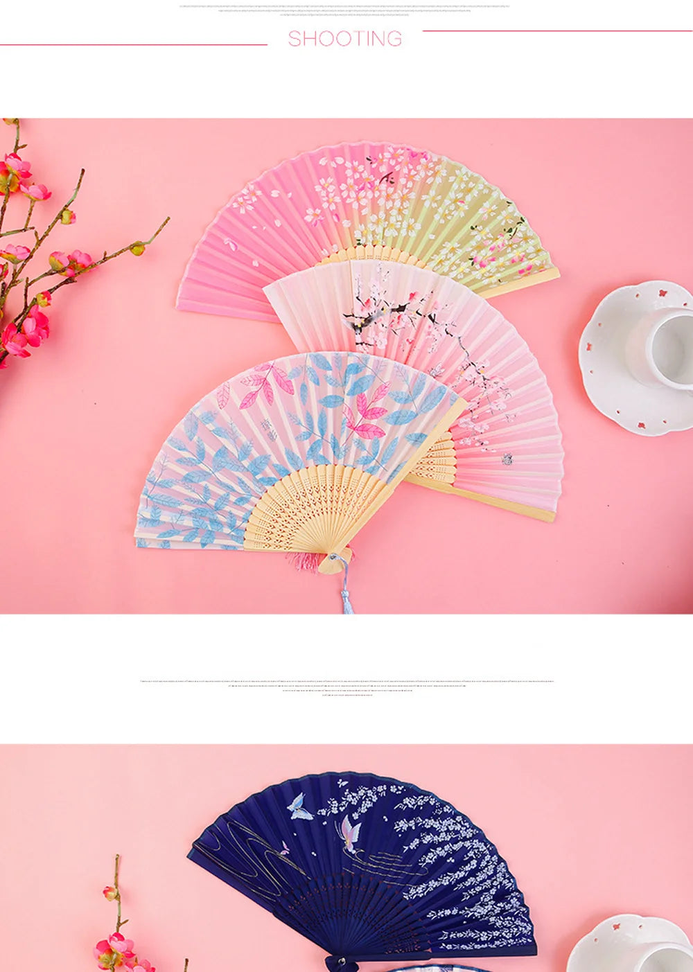 Bamboo Folding Fan Silk Chinese Fan Hand Women Black Fan Summer Female Dance Home Decoration Party Gift Home Ornament Fan Black