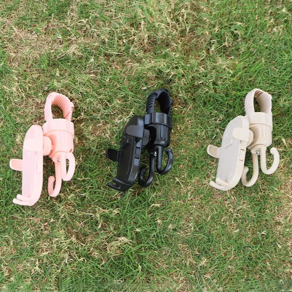 2 in 1 Baby Stroller Hooks Rotatable Creative Stroller Phone Holder Stable Detachable Bicycle Hanging Double Hook Universal