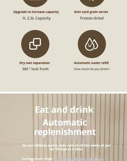 Automatic Pet Feeder and Water Dispenser 2in1 Raised Food Bowl with Water Fountain for Cat Dog Large Capacity Pet Accessories