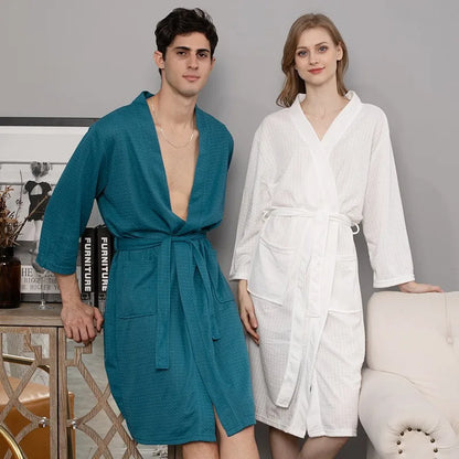 Soft and Comfortable Bathrobe Sauna Suits for Women Thin Nightgown Long Couples Home Clothes for Hotel Bathrobe Men