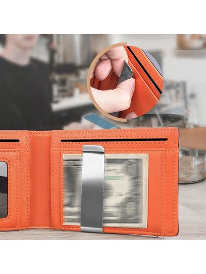 Men's RFID Blocking Card Holder Bifold Wallet With Money Clip Minimalist Pocket Slim Wallet