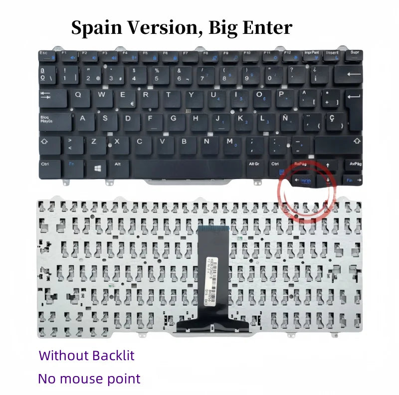 New US/RU/SP Laptop Layout Keyboard For Dell Latitude 3340 3350 5490 5480 E3340 E5450 E7450 E5470 E7470 P72G