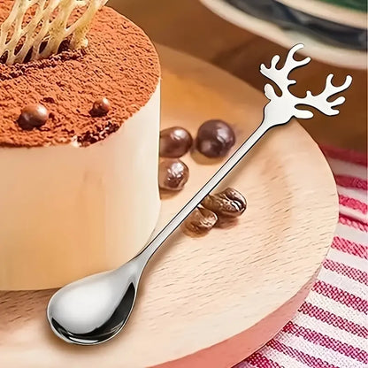 4/8pcsStainless steel elk spoon Home dessert spoon coffee spoon tea spoon Christmas elk design exquisite tableware