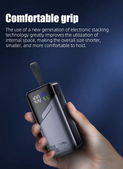 PD100W GaN Power Bank 20000mah/30000mah Build in Line High Definition LED Screen UFCS Phone Laptop Phone Portable Fast Charging