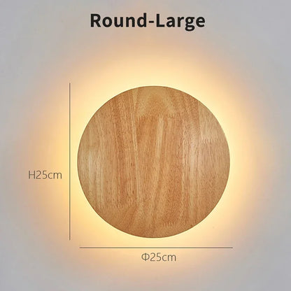 LED Wall Lights Modern Circular Creative Minimalist Wooden Lighting Fixtures Living Room Bedroom Corridor Decoration Lighting