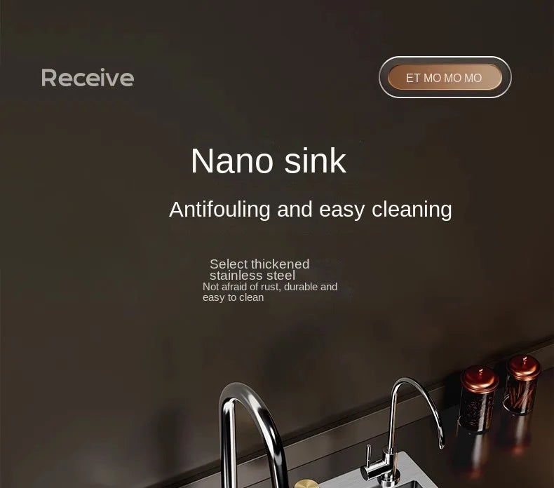 Nano 304 Stainless Steel Sink Waterfall Large Single Slot Kitchen Sink Vegetable Sink Stainless Steel Sink Household Sink