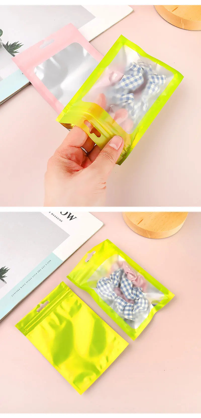 50Pcs Thicken Ziplock Bags Colorful Resealable Zipper Bags Pouch Jewelry Display Electronics Accessories Packaging Storage Bags