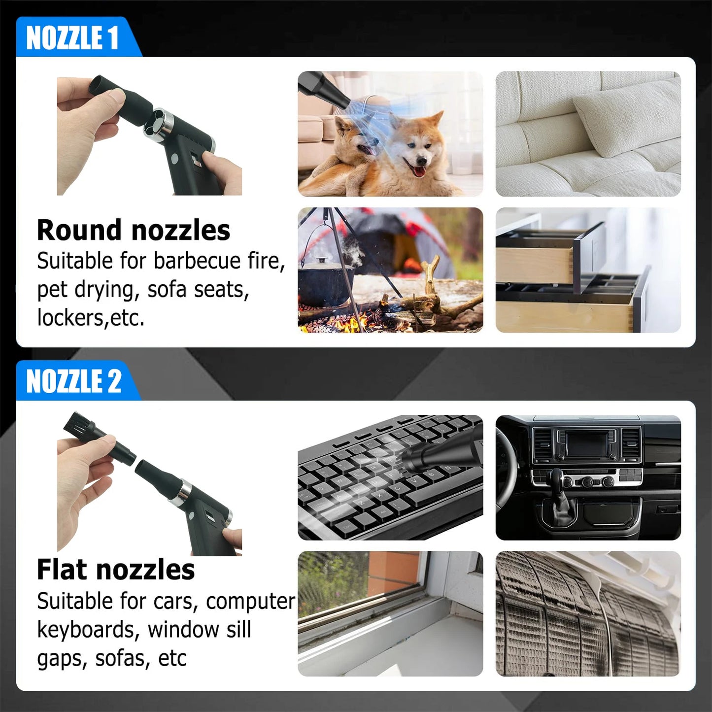 Mini Cordless Hair Dryer Multifunctional Electric Air Duster Hair Dryer Travel Portable USB Rechargeable Negative Ion Hair Dryer