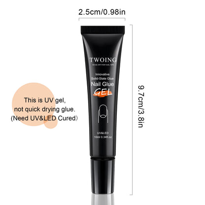 Solid Nail Glue Nail Tips Gel for Press On Nails,Acrylic Nail Gel for Manicure Extension,False Nails Adhesive Glue Long Lasting
