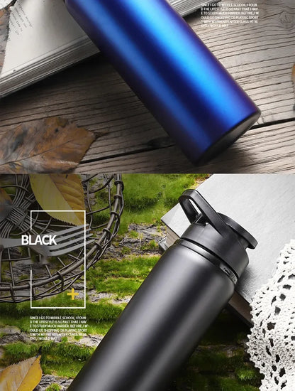 Portable Water Bottle Outdoor Sports Travel Cup Metal Drinking Bottle for Cycling Hiking Gym Leakproof Reusable Water Container