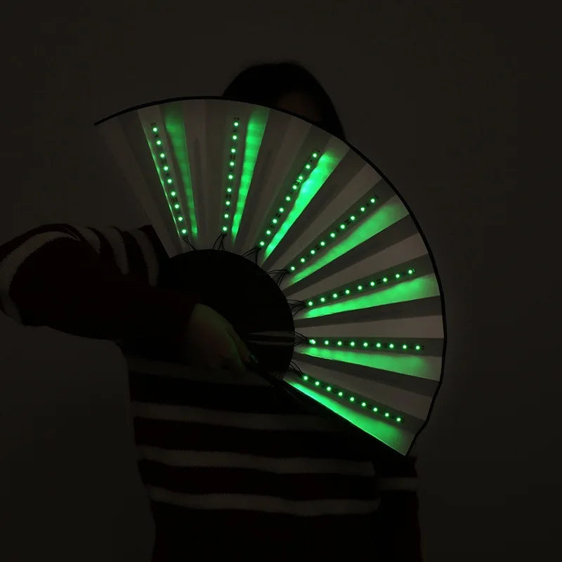 Bar FaninsGlowing Disco Fan Trendy Electronic Music Festival Party Performance Prop Flashing Folding Fan
