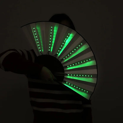 Bar FaninsGlowing Disco Fan Trendy Electronic Music Festival Party Performance Prop Flashing Folding Fan