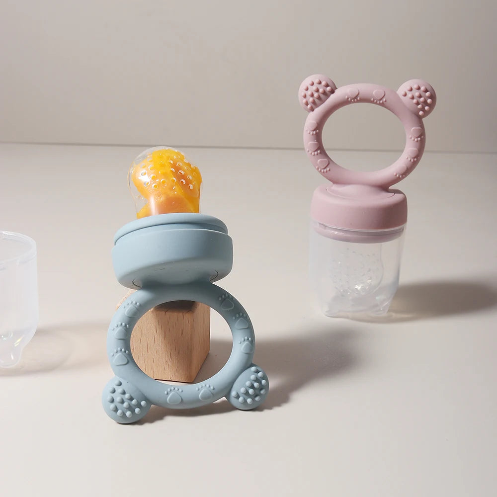 Baby Silicone Fruit Feeder – Bite & Explore Fresh Fruits cute cartoon design Chewable soft