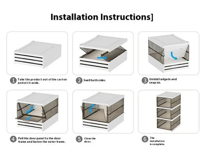 Transparent Shoes Box 6 Layers Shoe Display Case Thickened Foldable Sneaker Shoe Organizers Dustproof High-top Shoe Rack Shelf