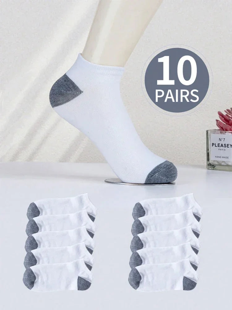 10 pairs of men's fashionable, breathable and comfortable ankle socks, sweat absorbing and odor proof, suitable for daily wear