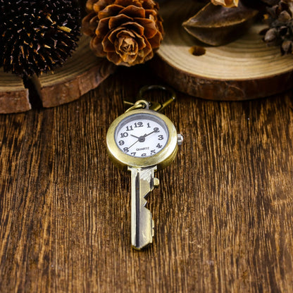 Key antique copper keychain watch pocket watch quartz watch student necklace watch hanging watch accessory