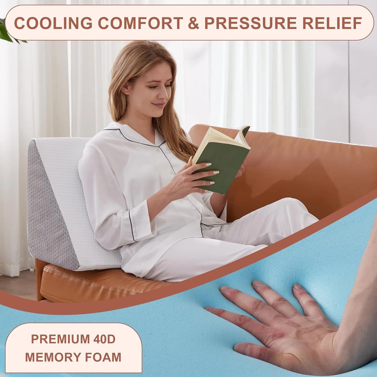 1 Pieces Wedge Pillow for Sleeping Body Positioners Turning Device Bedridden Leg and Knee Support Positioning Wedge Back Pillow