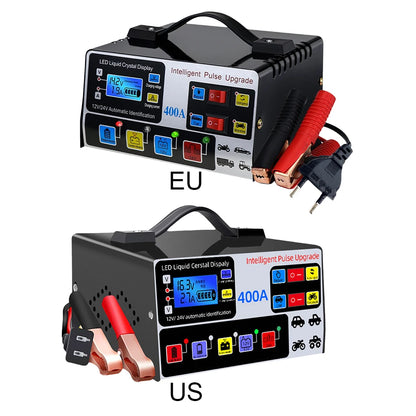 400A Intelligent Pulse Repair Charger Battery High Power Fast Charger 12V/24V Five-Stage Full Automatic Car Battery Charger 220W