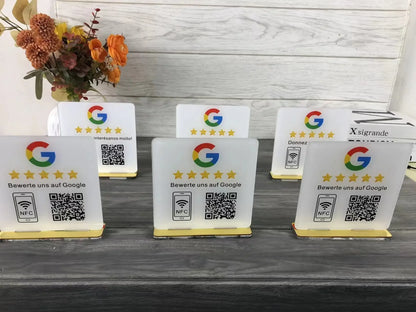 Review Us on Google Custom Google Review Sign With NFC Beauty Salon Business Decor Acrylic Google Review QR Code Sign