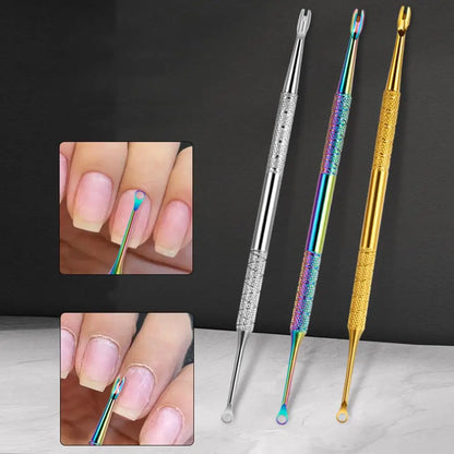 Pedicure Tool Double-Headed Nail Cuticle Pusher Polish Scraper Hook Type Dead Skin Remover Nail Care Stainless Steel