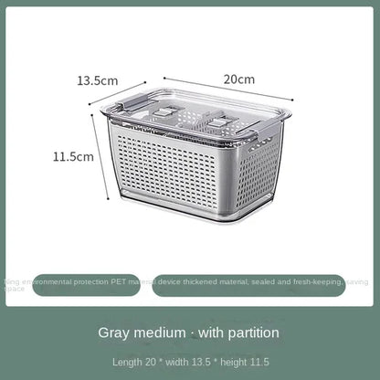 Fridge Storage Box Refrigerator Fresh Vegetable Fruit Boxes Drain Basket Storage Containers With Lid Kitchen Tools Organizer