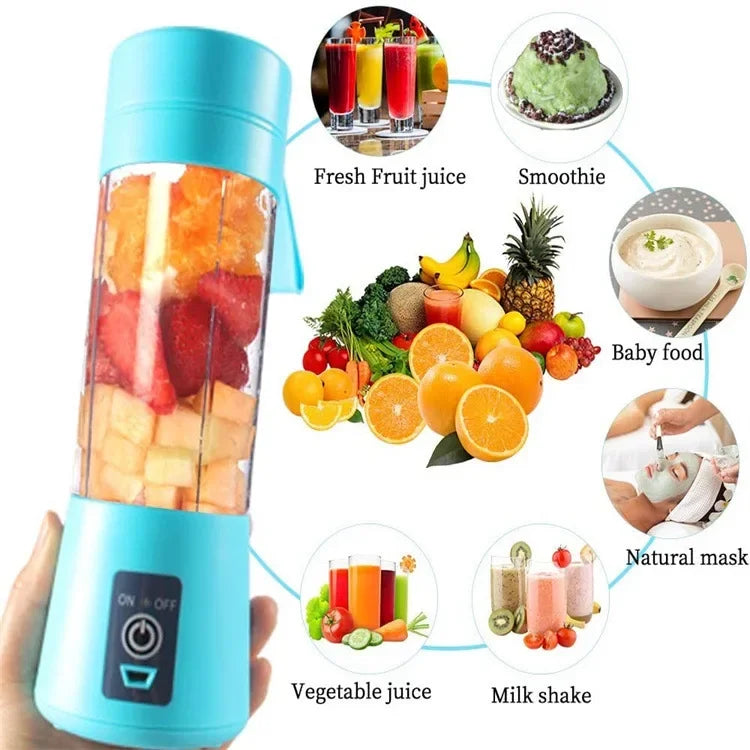 Portable Mini Blender for Shakes and Smoothies Rechargeable USB 380ML Traveling Fruit Juicer Cup Hand Fruit Blender Juicing Cup