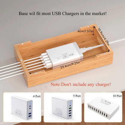 Bamboo Charging Station for Multiple Devices Desktop Docking Stations Holder for Cell Phone Tablet SmartWatch Earbuds Stand