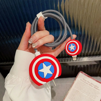 4Pcs Set Cable Protector for iPhone / iPad 18W/20W Charger Protector Case 3D Cartoon Cable Management Phone Wire Cord Organizers