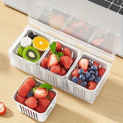 New 3 Grid Refrigerator Food Fresh-keeping Box Ginger Garlic Onion Pepper Storage Box Fruit Vegetable Basket Kitchen Organizer