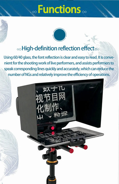 TYST TY-320 Portable Inscriber Tablet Teleprompter Artifact Video Remote Control for 7-10 inch Screen Computer DSLR Recording