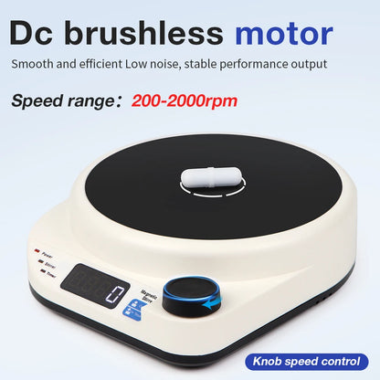 2000RPM Mini Electric Magnetic Stirrer with Stir Bar Brushless DC Motor Magnetic Mixer for Medical Chemical Laboratory EU Plug