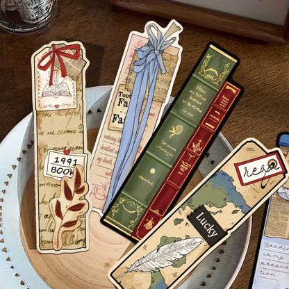 30pcs Irregular Vintage Reading Bookmarks Reading Pages Books Annotated Stationary Supplies Paper Cards Students Creative Gifts