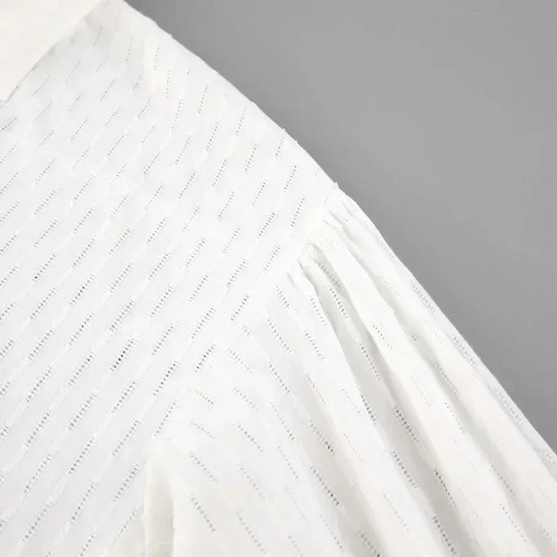 Casual Loose Women Short Two Piece Set Suit Fashion Blouse Long Sleeve Shirt Lady Simple Style Shorts Streetwear Blouse Tops