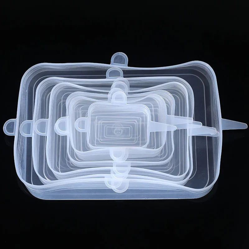 6pcs/set Silicone Cover Stretch Lids Reusable Airtight Food Wrap Covers Keeping Fresh Seal Bowl Stretchy Wrap Cover