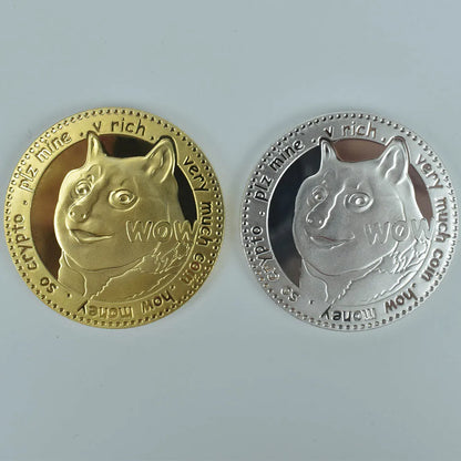 Gold Plated Wow DogeCoin Gold Silver Plated Commemorative WOW Coins Pattern Dog Metal Coins