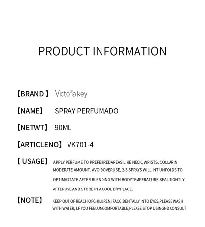 Body fragrance spray Fresh air Scent Long Fruity Non-irritating Portable Liquid Perfume Moisturizes Skin For Men And Women 90ml