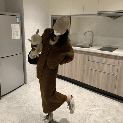 Women Sweater Winter 2 Piece Sets Elegnat Knitted Suits Female Sweaters Vintage Womens Skirt High Waist Autumn Vintage Vestidos