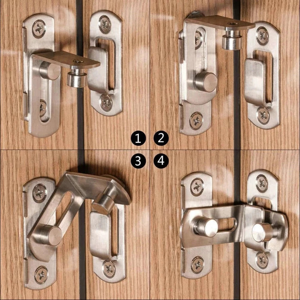 Door Latch Doors Lock 3Inch 90Degree Right Angle Door Latch Buckle Hasp Sliding Lock Barrel Bolt Hardware Safety Door Bolt