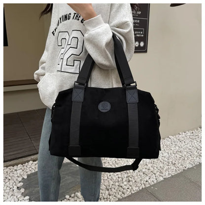 Men's Large Capacity Fashionable Short Distance Travel Totes New Suede Travel Handbag Women's Portable Sports and Fitness Bag