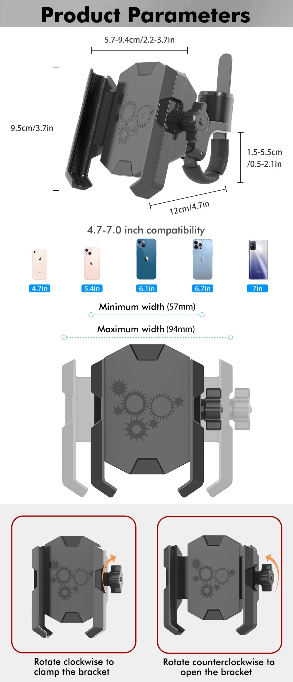 2025 New Universal Cell Phone Clamp for Stroller Phone Holder Shopping Cart Phone Holder Golf Cart Phone Holder Bike Phone Mount