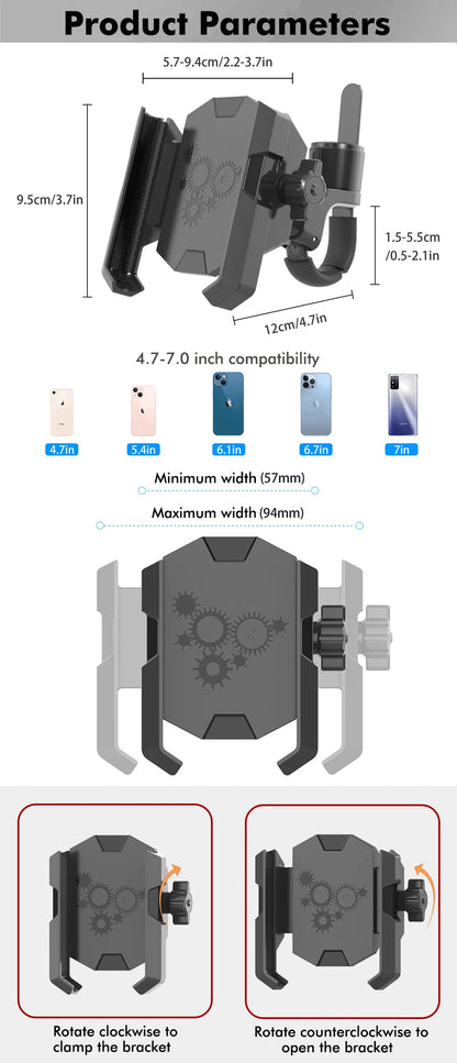 2025 New Universal Cell Phone Clamp for Stroller Phone Holder Shopping Cart Phone Holder Golf Cart Phone Holder Bike Phone Mount