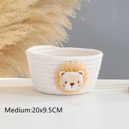 Cartoon Animals Hand Woven Storage Basket Kids Toys Desktop Organizer Sundries Storage Box Laundry Baskets storage box