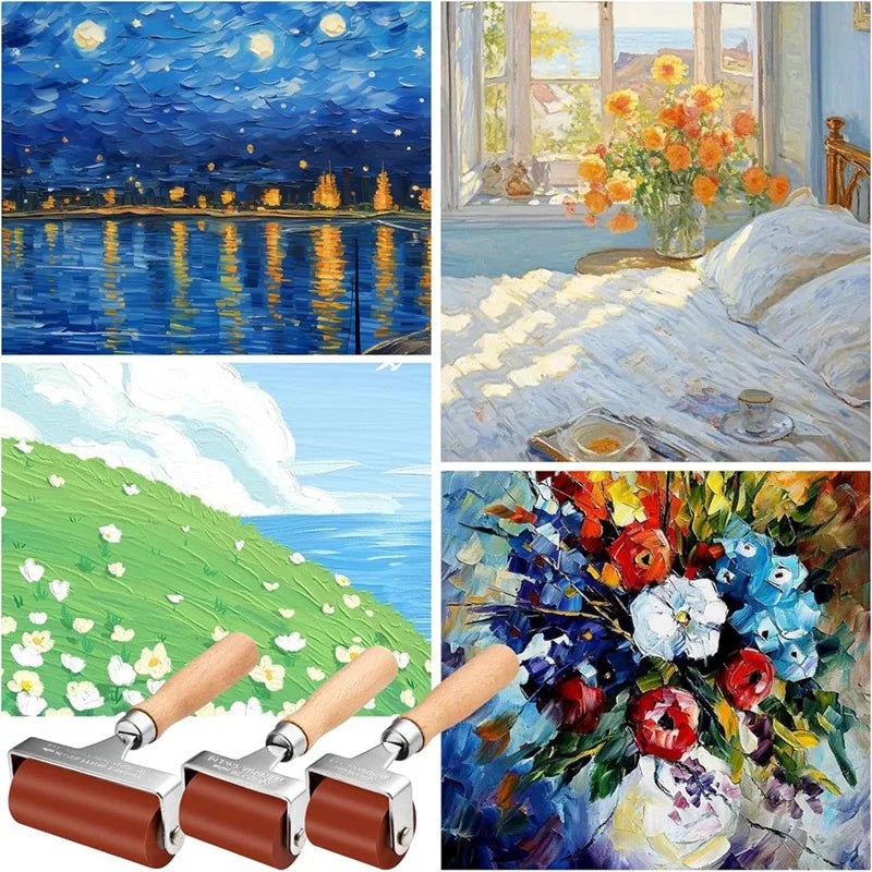 3 Pack Rubber Rollers, Mixed Size Rubber Roller Tools For Printing, Ink Roller Stamping Shavings, Craft Scrapbooking