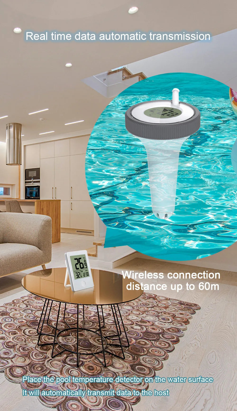 Floating Digital Swimming Pool Thermometer Swimming Pool Accessories Outdoor Waterproof Spa Aquarium Bathrooms Thermometer