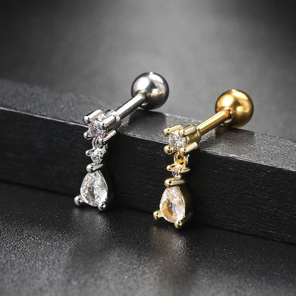 1pc Piercing Earrings Butterfly Women Jewelry Gold Color Zircon Tragus Helix Septum Cartilage Daith Stainless Steel Ear Ring